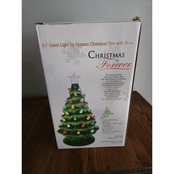 Christmas Is Forever Ceramic Green Light Up Christmas Tree (7.5 In/Multicolor) - Picture 2 of 5